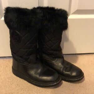 Tory Burch Black Leather & Fur Winter Ankle Boots - Size 6